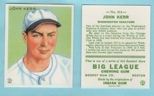 1933 Goudey Baseball Reprint # 214 John Kerr --Washington Senators --Box 741 - Picture 1 of 1