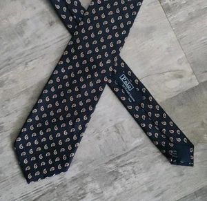 VINTAGE Polo Ralph Lauren Tie Navy Paisley Silk Hand Made in Italy 3.5" Wide - Picture 1 of 8