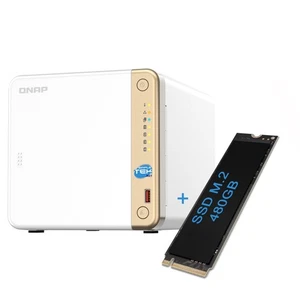 Qnap TS-462 4-Bay NAS SSD M.2 PCIe 480GB Preinstalled + 4 X Slot HDD/SSD 3.5" - Picture 1 of 9