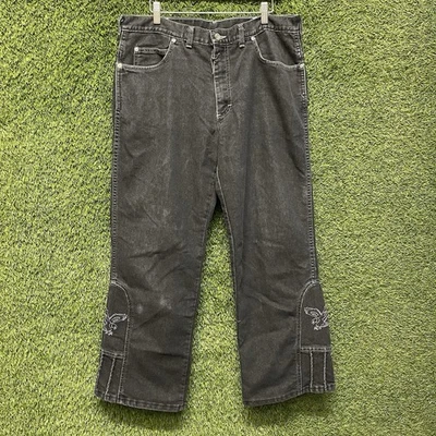 Vintage Steer Made In USA Baggy Black Denim Jeans Wide Leg Mens 36x29 Eagle 90s - Image 1 of 4