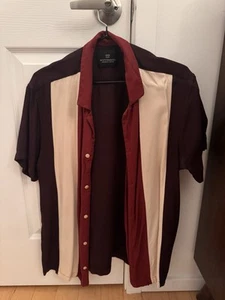 Men’s Scotch And Soda Bowling Shirt Striped In Medium - Picture 1 of 4
