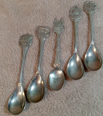 Lote de 5 cucharas de recuerdo vintage Klepa Arts Holland plateadas conjunto coleccionable Foto 1 de 4