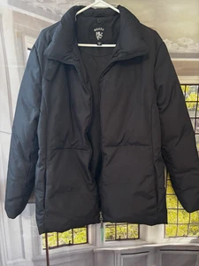 Guess Womens Black Classic Long Sleeve Hooded Full-Zip Puffer Jacket Size XL - Picture 1 of 15