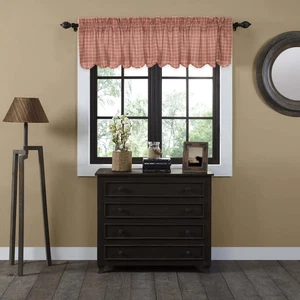 VHC Brands überbackene gefütterte Volant 16"x72" Independence rot & hellbraun kariert - Bild 1 von 3