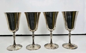 El De Uberti Italy Silver Plate Wine Goblets Crown Mark Vtg Set Of 4 - Picture 1 of 8