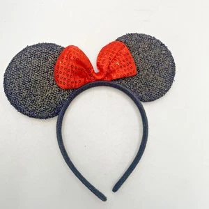 Minnie Mouse schwarze Pailletten & rote Glitzerschleife mit schwarzen Ohren Stirnband Ohren Disney - Bild 1 von 5