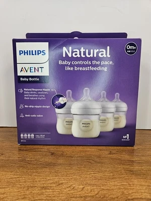 Biberones naturales Philips Avent 4 oz paquete de 4 (0 m+) *nuevos en caja* sin usar nuevos Foto 1 de 4