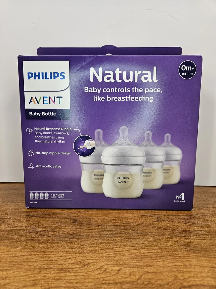 Biberones naturales Philips Avent 4 oz paquete de 4 (0 m+) *nuevos en caja* sin usar nuevos Foto 1 de 4