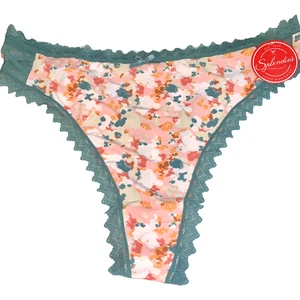 Splendies Floral Strappy Thong Size 3X Lingerie Mesh Lace Trim New Pair Panties - Picture 1 of 8