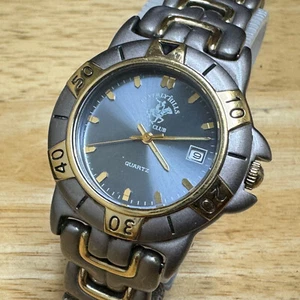 Beverly Hills Polo Club Quartz Watch Men Dual Tone Rotating Bezel New Batte 7.5" - Picture 1 of 6