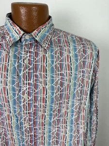 Daniel Cremieux Shirt Men L Colorful Striped Geometric Tribal Hawaiian Cotton - Picture 1 of 17