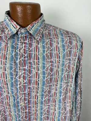 Daniel Cremieux Shirt Men L Colorful  Striped Geometric Tribal Hawaiian Cotton - Image 1 of 4