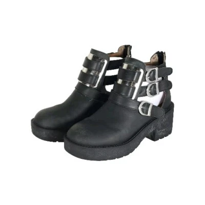 Jeffrey Campbell Women's Clarkson 7,5M Black Leather Strappy Cutout Ankle Boots - Image 1 of 4