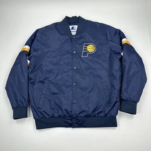 Vintage Indiana Pacers Jacket Mens 2XL Bomber Satin Navy Blue Starter - Picture 1 of 13