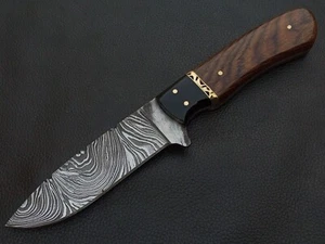 9" CUSTOM HAND MADE DAMASCUS STEEL SKINNER KNIFE ROSEWOOD HANDLE W/SHEATH 5027 - Picture 1 of 8
