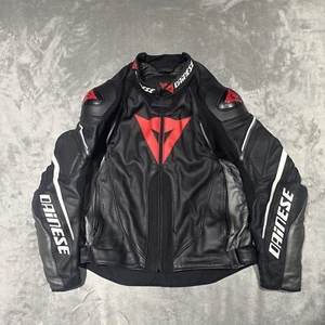 Dainese Super Speed D1 Mens Size 56 Black Red Leather Jacket - Picture 1 of 13