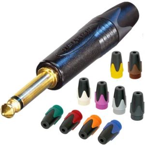 Neutrik NP2X-B 1/4 Jack Plug TS Mono 2 Pole Black Gold Contact Colour Boot BPX-L - Picture 1 of 12