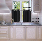 1 SET LINED BLACKOUT PANELS KITCHEN SMALL WINDOW CURTAIN TIER 24" OR 36" LENGHT