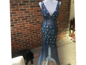 Jovani navy sheath jewelled dress Uk 10 - Picture 1 of 6