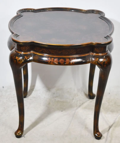 Maitland Smith Lacquered Chinoiserie Hand Painted Occasional Table Side Table Cover