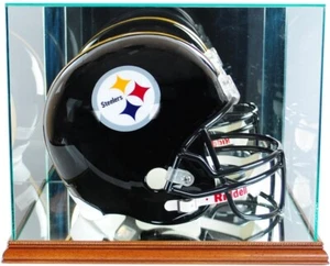 Helm Vitrine Full Size Football Nussbaum Massivholz & Glas USA Shadow Box - Bild 1 von 12