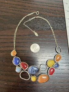Ann Taylor Factory Chunky Bib Statement Necklace Colorful Cabachon Lucite 20" - Picture 1 of 6