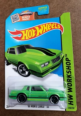 2015 Hot Wheels '86 MONTE CARLO Green HW Workshop Muscle Mania 230/250 Black PR5 - Image 1 of 4