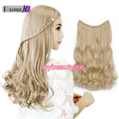 100% Remy Hidden  Invisible Wire Weft Human Hair Extension Long Wavy Curly - Image 1 of 4