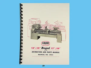 LeBLOND Regal 13", 15", 17", & 19" Lathes Instruction & Parts Manual *69 - Picture 1 of 3