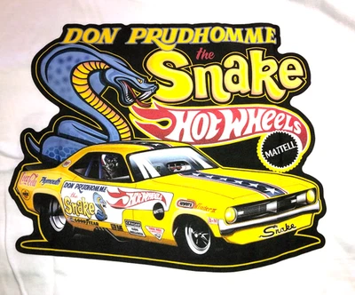 ¡NUEVO ARTE! Camiseta blanca Don "THE SNAKE" Prudhomme 1970 Hot Wheels Funny Car 3XL Foto 1 de 4
