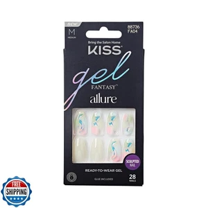 KISS Gel Fantasy Allure Ready-To-Wear Fake Nails – Medium, Coffin Shaped - Ba - Picture 1 of 5