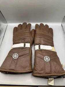 Vintage Yamaha Mens Small Winter Gloves Motorcycle Snowmobile BROWN LEATHER BB - Bild 1 von 5