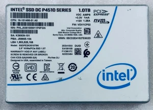 Intel SSD DC S4510 1TB Hard Drive 1TB Intel PCIe Nmve SSD Intel SSDPE2KX010T8K - Picture 1 of 2
