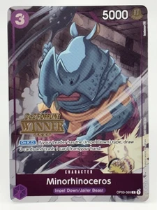 Minorhinoceros OP03-069 EN UNA SOLA PIEZA TCG 2023 OFFLINE REGIONAL GANADOR-NM - Imagen 1 de 4