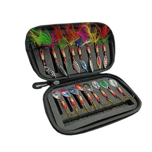 16Pcs Spinner Lures Baits Bass Trout Salmon Hard Metal Rooster Tail Fishing Lure - Picture 1 of 13