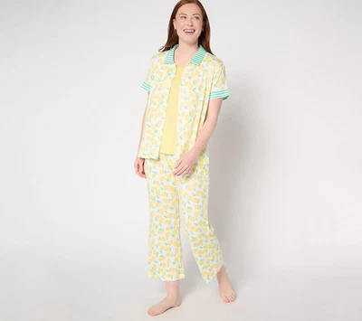 NUEVO CON ETIQUETAS MUK LUKS Petite Pequeño Conjunto de Pijama Estampado de Limón Tejido Nube Suave para Mujer Foto 1 de 4