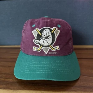 Vintage 1990s Anaheim Mighty Ducks Snapback Hat, Competitor, Disney, Purple Teal - Picture 1 of 9