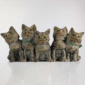 Litter of Five Kittens Cold Painted Spelter Metal Figurine Paperweight - Picture 1 of 9
