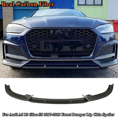 Спойлер подбородочный для переднего бампера Audi A5 B9 Sline S5 2017-2019 из настоящего углерода сделано в США - Изображение 1 из 4
