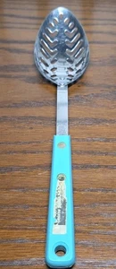 Vintage Slotted Spoon USA Stainless ECKO FORGE  Blue  Handle  - Picture 1 of 6