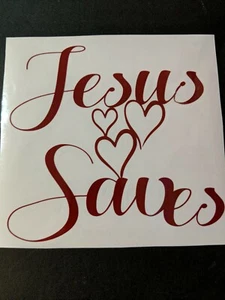 Calcomanía de coche de pared granate religioso Jesús salva - Imagen 1 de 2