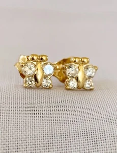 Ohrstecker 14 Karat Gold klar Edelstein Schmetterling - Bild 1 von 11