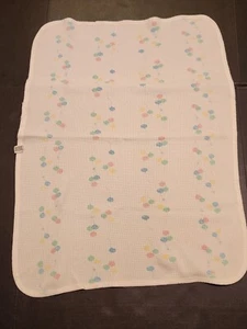 Vintage Baby Morgan Thermal Waffle Weave Balloon White Pastel Blanket Receiving  - Picture 1 of 4