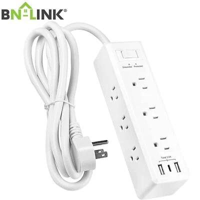 BN-LINK 3-Side Outlet Extender Strip Surge Protector Power W/ 9 Outlets USB A&C - Image 1 of 4