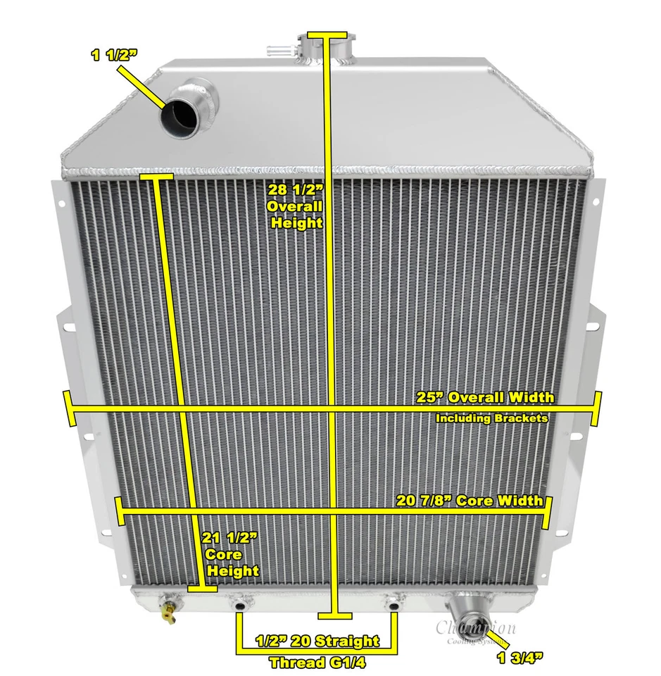 Row Kool Champion Radiator for 1942 - 1952 Ford Truck Chevy Conversion Foto 1 de 4