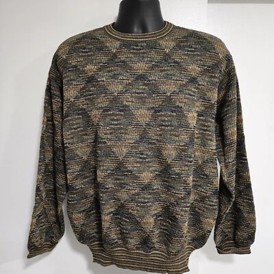 Tricots St Raphael Size M Multicolor Geometric Pure New Wool Crew Neck Sweater - Image 1 of 4