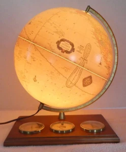 Vintage Illuminated George F. Crum’s 12” Light Globe w Barometer Thermometer Hyg - Picture 1 of 14
