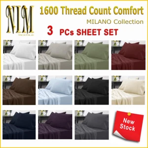 Luxury Soft 3pcs Fitted Bed SHEET SET DOUBLE QUEEN KING NO Flat Sheet - Picture 1 of 34