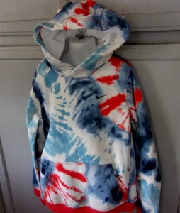 Nike Youth L Tie-Dye Hoodie fleece Pullover Sweatshirt red/white/blue - Picture 1 of 4