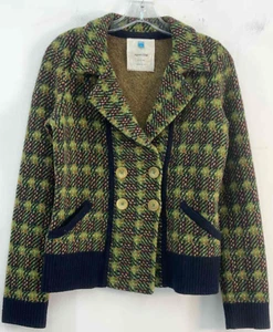 Sparrow colorful 100% Lambswool Tweed plaid knit Cardigan Blazer Jacket, Women S - Picture 1 of 10